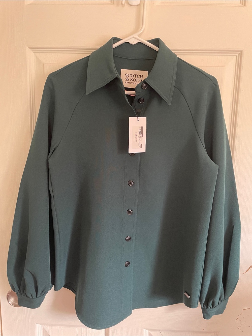 Scotch & Soda Fiona Crepe Button Up (Cypress Green) - NWT